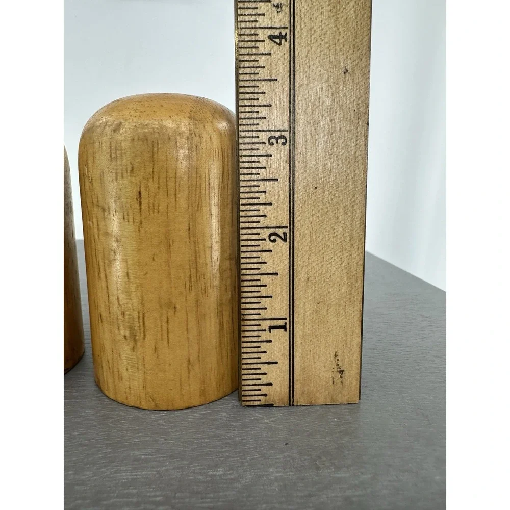 Vintage Wood Salt & Pepper Shakers Set Mid Century Modern Farmhouse Boho
